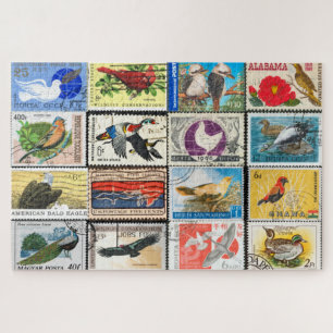 Birds Postage Briefmarke Collage Jigsaw Puzzle