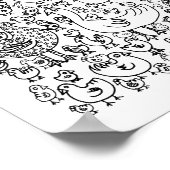 Birds Schwarz-Weiß Zeichnend Kunst Print Poster (Ecke)