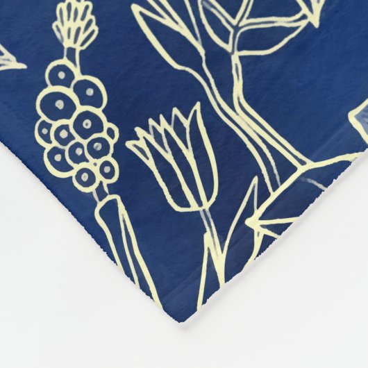 Birds Spring Floral Blossom Blauer Glitzer Fleecedecke (Ecke)