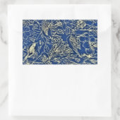 Birds Spring Floral Blossom Blauer Glitzer Rechteckiger Aufkleber (Tasche)