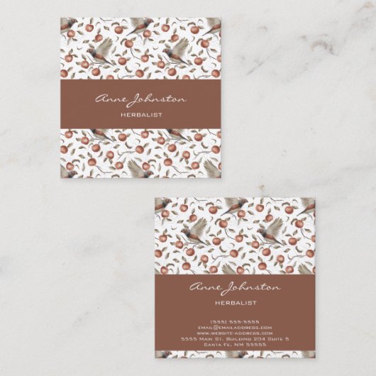 Birds Square Business Card Quadratische Visitenkarte (Vorne/Hinten)