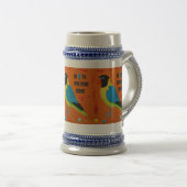 BIRDS THEMA PARROT ART BILDFARBEN GEMISCHT BIERGLAS (VorderseiteRechts)