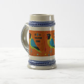 BIRDS THEMA PARROT ART BILDFARBEN GEMISCHT BIERGLAS (Vorderseite Links)