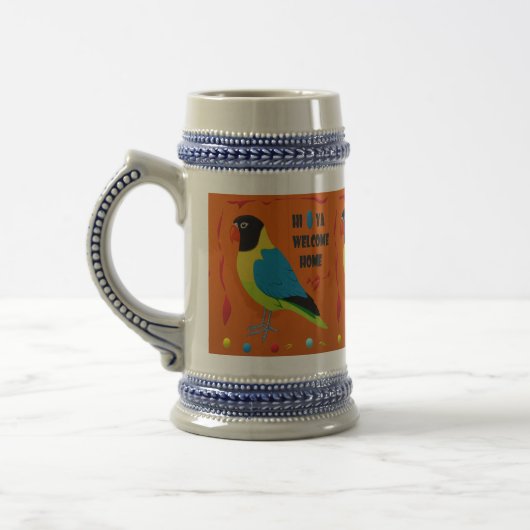 BIRDS THEMA PARROT ART BILDFARBEN GEMISCHT BIERGLAS (Links)
