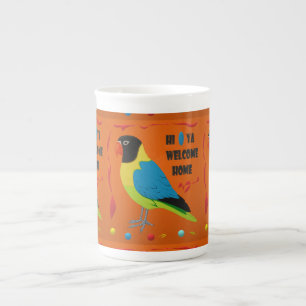 BIRDS THEMA PARROT ART BILDFARBEN GEMISCHT PORZELLANTASSE