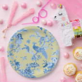 Birds Toile Blue & Mustard Pappteller (Party)