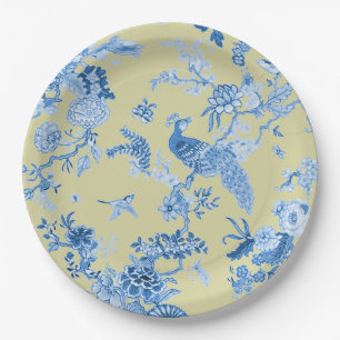 Birds Toile Blue & Mustard Pappteller
