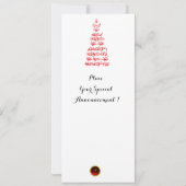 BIRDS TREM,CHRISTMAS LADY Schwarz-weiß Gem Red Einladung (Rückseite)