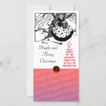 BIRDS TREM UND CHRISTMAS LADY Schwarz-weiß Red Gem