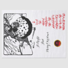 BIRDS TREM UND CHRISTMAS LADY Schwarz-weiß Red Gem Seidenpapier