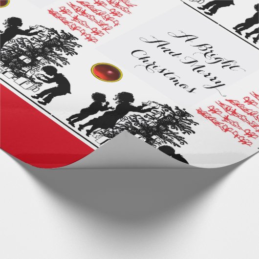 BIRDS UND CHRISTMAS BAUM Schwarz-weiße Rotbarsche Geschenkpapier (Ecke)