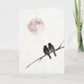 Birds Under Blush Moon Art Card Karte (Vorderseite)