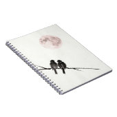 Birds Under Blush Moon Notebook Notizblock (Rechte Seite)