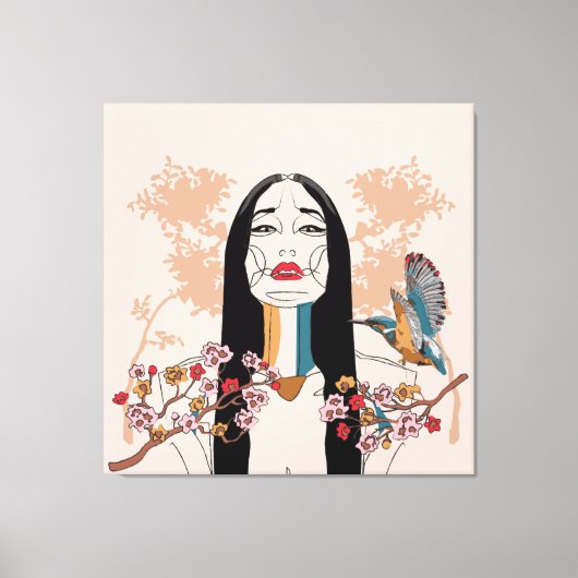 Birds von asiatischen MädchenTropical Leinwanddruck (Vorderseite)
