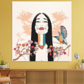 Birds von asiatischen MädchenTropical Leinwanddruck (Insitu (Wohnzimmer))