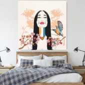Birds von asiatischen MädchenTropical Leinwanddruck (Insitu (Schlafzimmer))