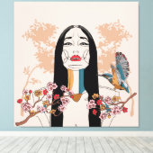 Birds von asiatischen MädchenTropical Leinwanddruck (Insitu (Holzboden))