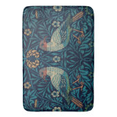 "Birds" von William Morris Blue Pattern Badematte (Vorderseite Vertikal)