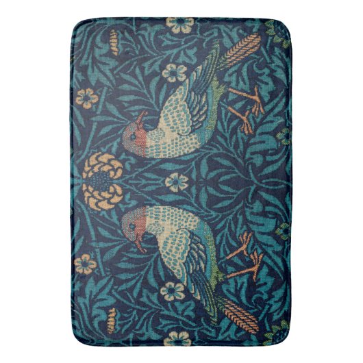 "Birds" von William Morris Blue Pattern  Badematte (Vorderseite Vertikal)