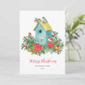 Birds Winter Aquarell Weihnachten Dankeskarte (Stehend Vorderseite)