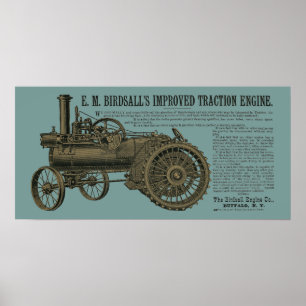 Birdsall's Steam Traction Motor 1889 Farm Traktor Poster