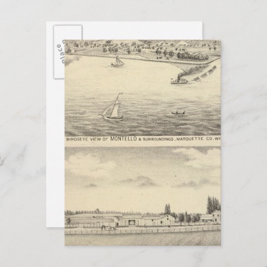 Birdseye Ansicht von Montello Postkarte (Vorne/Hinten)
