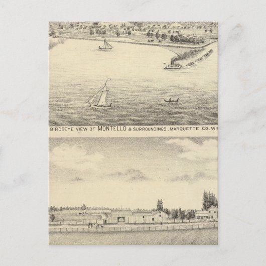 Birdseye Ansicht von Montello Postkarte (Vorderseite)