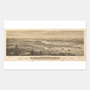 Birdseye Ansicht von Olympia, Washington (1879) Rechteckiger Aufkleber