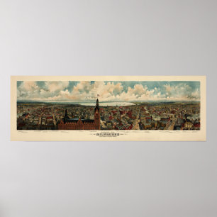 Birdseye Panorama von (1898) Neuauflage Milwaukee Poster