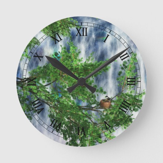 Birdsnest Falls Clock Runde Wanduhr (Vorderseite)