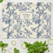 Birdsong Cobalt und Cream Toile de Jouy Geschirrtuch (Gefaltet)