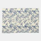 Birdsong Cobalt und Cream Toile de Jouy Geschirrtuch (Horizontal)
