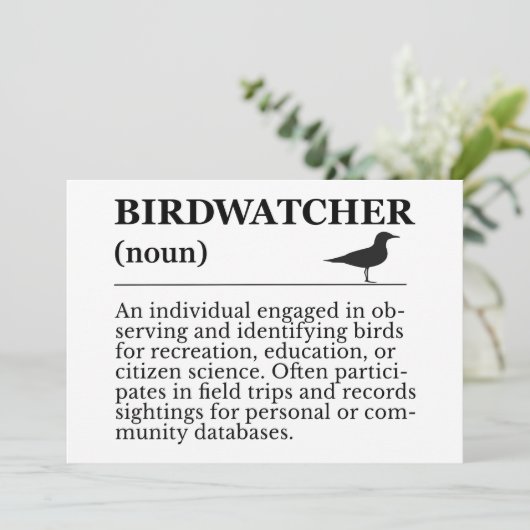 Birdwatcher Definition Observation Identification Einladung (Stehend Vorderseite)