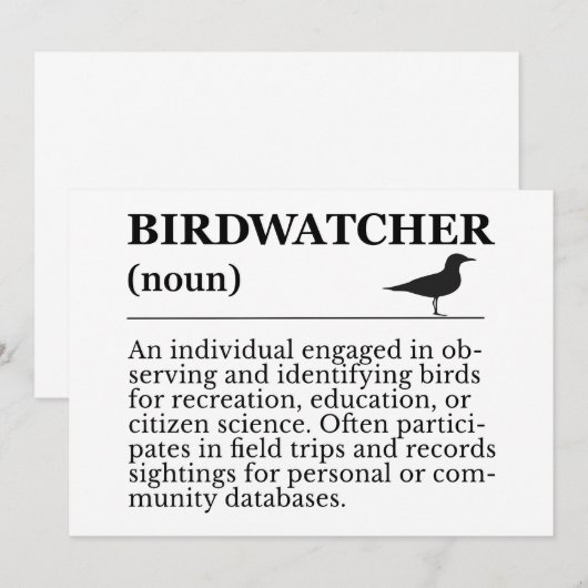 Birdwatcher Definition Observation Identification Einladung (Vorne/Hinten)