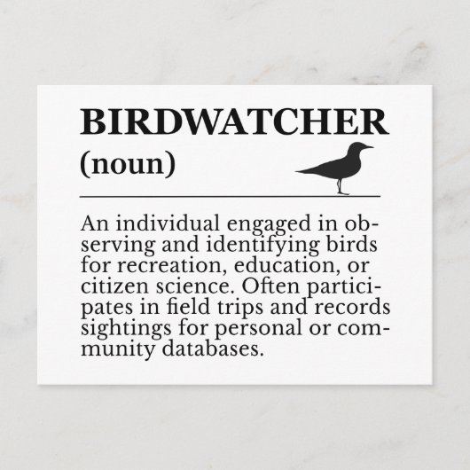 Birdwatcher Definition Observation Identification Postkarte (Vorderseite)