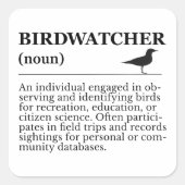 Birdwatcher Definition Observation Identification Quadratischer Aufkleber (Vorderseite)