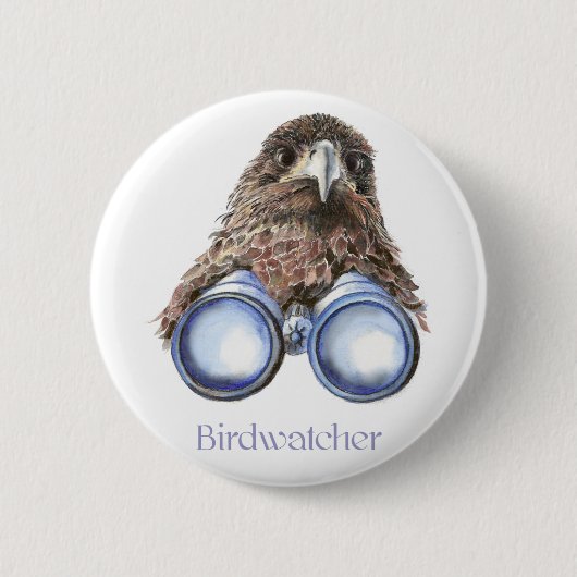 Birdwatcher Hawk Bird beobachtet Spaß Button (Vorderseite)