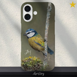 Birdwatcher-Individuelle Name mit Blauer Vogelmale iPhone 16 Hülle