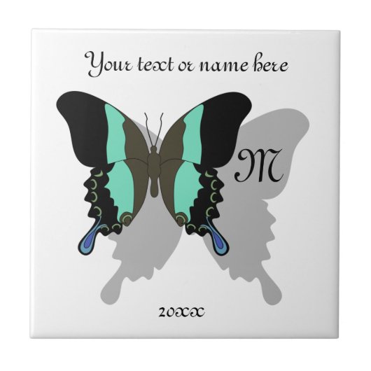 Birdwing Butterfly Shadow Monogram Fliese (Vorderseite)