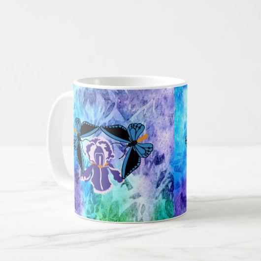 Birdwing Schmetterling auf Iris Tasse (Vorderseite Links)