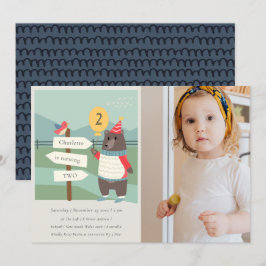 Birdy Bear Meilenstein jedes Foto Geburtstag Einla Dankeskarte