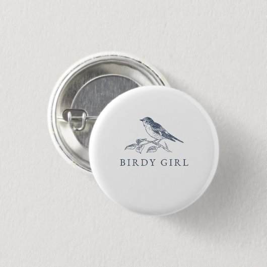 Birdy Girl Bird Watcher Button (Vorne & Hinten)