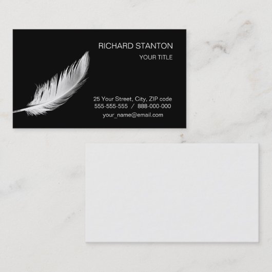 Birdy White feather Visitenkarte (Vorne/Hinten)