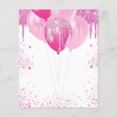 Birgday pink white girl Ballon Budget Einladung Flyer (Hinten)