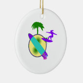 birght PastellSurfermädchen Keramik Ornament (Rechts)