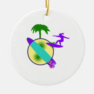 birght PastellSurfermädchen Keramik Ornament