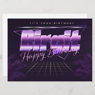 Birgit Name Vorname lila retro Karte Geburtstag