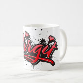 Birgit red Heart Graffiti Tasse Kaffeetasse (VorderseiteRechts)