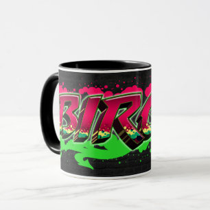 Birgit Vorname Name Graffiti red green Tasse
