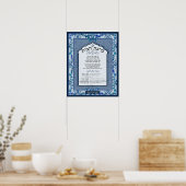 Birkat Habayit Hebrew English Blue Baroque Frame Poster (Küche)